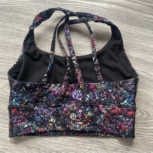 Lululemon Athletica Black Colorful Abstract Sports Bra Size 2 - Picture 2 of 4